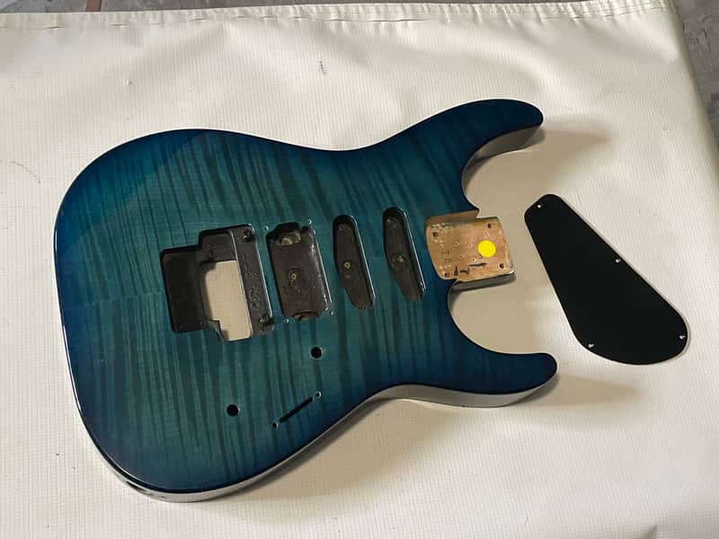 2000's Made in Japan Jackson DK2 Dinky Blue Flame Guitar Body Floyd Ready image 1