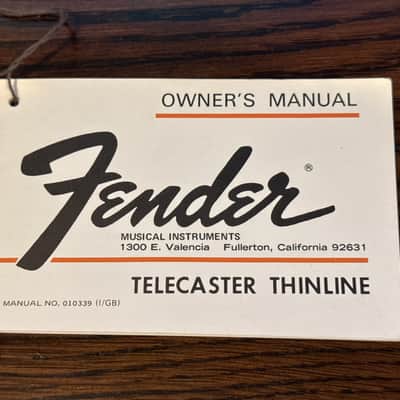 Fender Telecaster Thinline 1972 Owners Manual Hang Tag image 1
