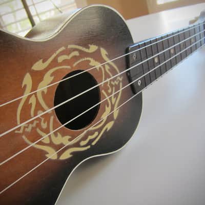 Harmony Soprano Uke Ukulele Sunburst Circa-1960s-Fancy White Stencil Paint image 18
