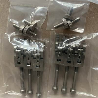 1 Set Stainless Steel Guitar Tremolo Bridge Saddles with Fine Tuning Screws image 1
