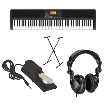 Korg XE20 88-Key Home Digital Ensemble Piano Bundle with Keyboard Stand, Sustain Pedal, H&A Closed-Back Studio Monitor Headphones image 1