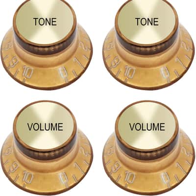 Electric Guitar Top Hat Knobs Speed Control Knobs 2 Volume 2 Tone Compatible with Les Paul LP Electric Guitar, Guitar Parts Replacement, Gold image 1