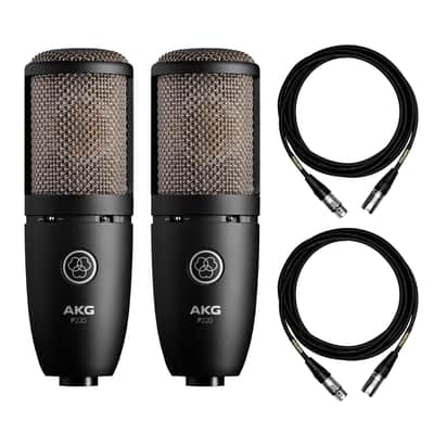 AKG P220 Microphone Stereo Pair w/ 2 15-foot XLR Mogami Cables Bundle image 1