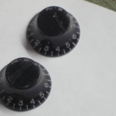 one pair (2 individual knobs) used relic'd genuine Gibson Black TOP HAT Knobs (model PRHK-010) knobs have some visible imperfections from use (the other two knobs from the from the PRHK-010 set are NOT included) image 19