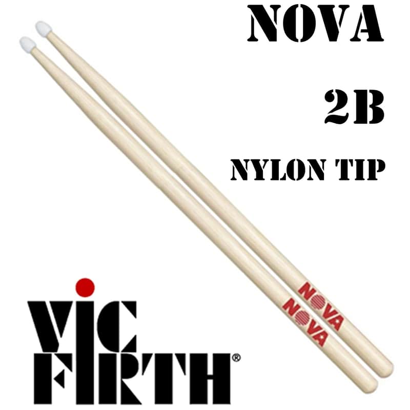 Vic Firth Nova Hickory Drumsticks - 2B Nylon Tip Pair image 1
