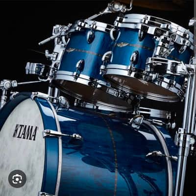 Tama Star Maple 5pc Drum Set Ocean Blue Curly Maple w/Outer Inlay image 2