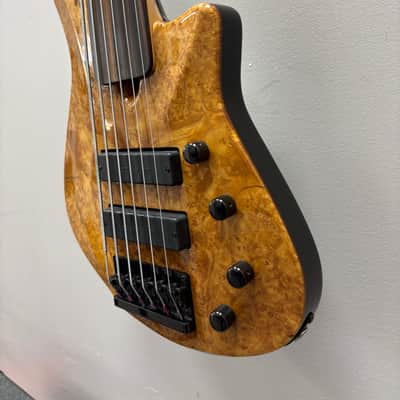 Roscoe SKB3006 Fretless Bass 2000s - Amber Burl image 6