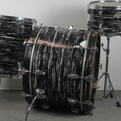 1970s Ludwig Oyster Black Pearl 14x22 8x12 16x16 Drum Set image 11