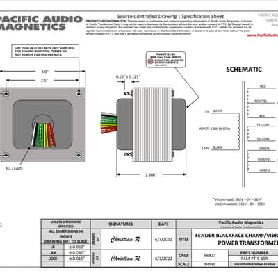 Pacific Transformer Fender Blackface Champ/Vibro-Champ Power Transformer 2022 image 3