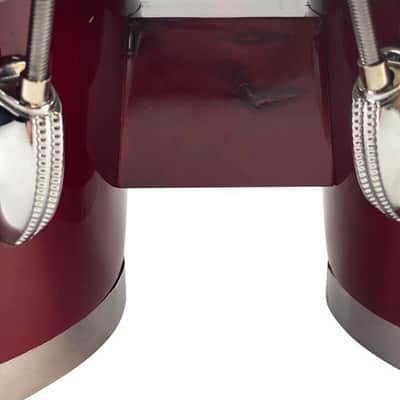 Zension 7" and 8" BONGO DRUMS - Latin Percussion Bongos Set Cowhide Tuning Key RED Wood image 8