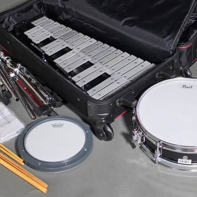 Pearl PL910C Student Snare and Bell Kit with Rolling Case 2010s - Black image 3