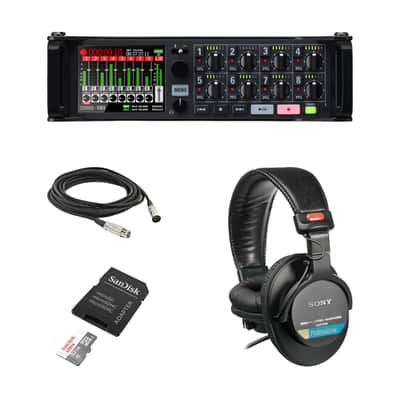 Zoom F8n Pro Multitrack Field Recorder with Sony MDR-7506 Closed-Back Professional Headphones, XLR Cable and SanDisk 32GB SD Card w/ Adapter image 1