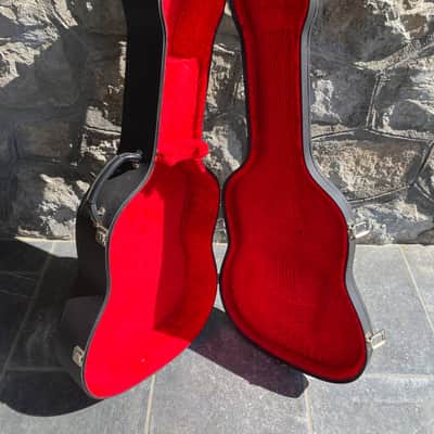 Vintage Hard Shell Acoustic Guitar Case - Red Velvet Interior image 5