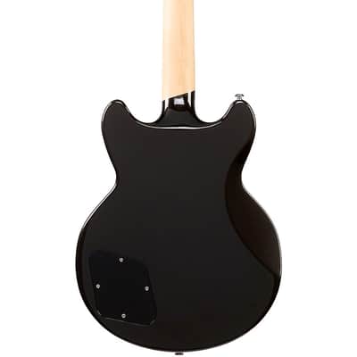 D'Angelico Premiere Series Brighton Solid Body Electric Guitar Double Cutaway Stopbar Tailpiece Regular Black Flake image 2