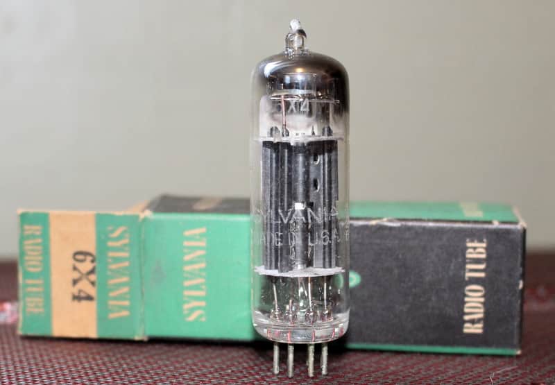 SYLVANIA 6X4 6202 SINGLE FULL WAVE RECTIFIER BLACK PLATE D GETTER NOS++ NIB MINTY VINTAGE 1951 image 1