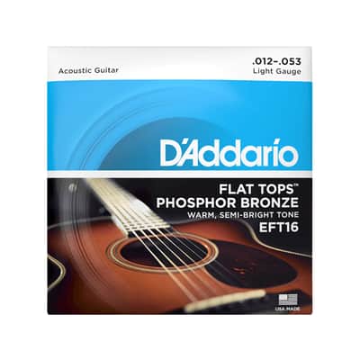 D'Addario EFT16 Acoustic Flat Top Phosphor Bronze Light 12-53 image 1