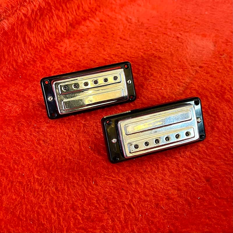 PAIR -Guild Mini humbucker pickups anti-hum 1960’s - Chrome original vintage USA starfire image 1