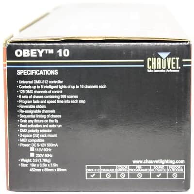 Chauvet DJ OBEY10 DMX-512 2U Rack Mount Light Controller+Beat-Activation OBEY 10 image 5