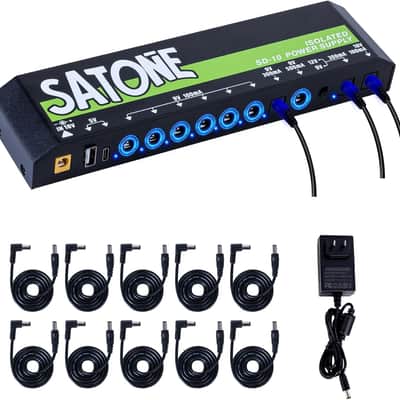 Guitar Pedal Power Supply,9v Effects Pedal Board Power Supply with 10 Isolated DC Output(100/300/500mA),Short Circuit Overcurrent Protection,USB/Type-C Port for Phone image 1
