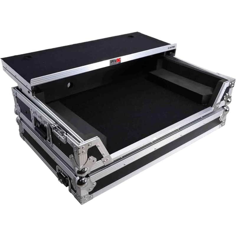 ProX ATA Flight-Style Road Case with Laptop Shelf for DDJ-FLX10 and DDJ-GRV6 Controllers (Black / Silver) image 1