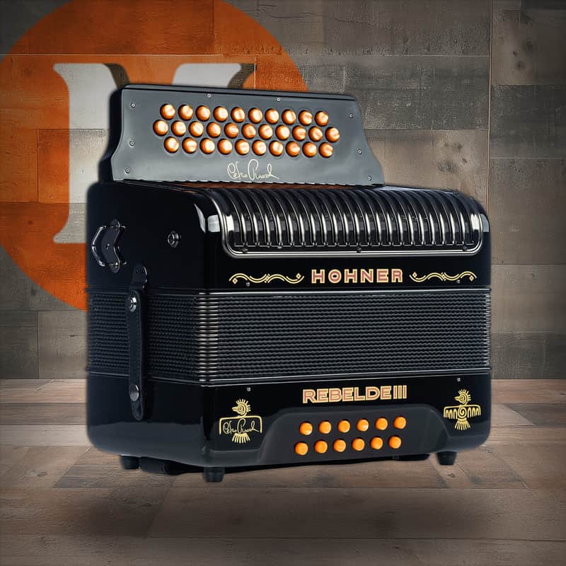 Hohner Rebelde III Black GCF Button Accordion Celso Piña Limited Edition Signature Series Collection +Gig Bag & Straps image 1