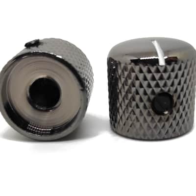 2 Telecaster cosmo black white line Metal Dome Knobs for 1/4 (6,35mm) SolidShaft image 4