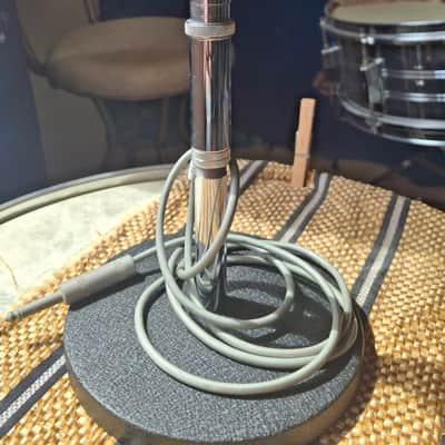 Vintage 1960's Astatic D-104 crystal "Lollipop" microphone Chrome w F-11 adapter image 1