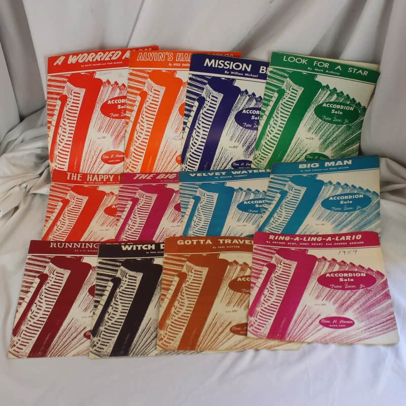 Lot of 12 Used Vintage Accordion Sheets - Hansen & Pietro Deiro Genre Variety Lot image 1