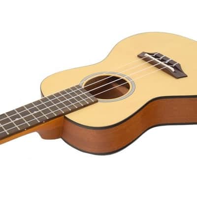 Ohana TKS-22E Solid Spruce Top Slim Body Elec/Acou Tenor Ukulele w/Gig Bag -Blem image 3