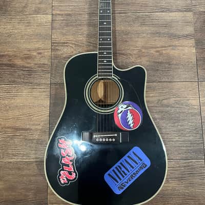 Takamine EF341C Black Gloss - 6 String Acoustic Electric Guitar 1991 - Black gloss image 1