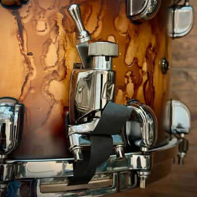 Tama MAS148U-MBB Starclassic Maple 8x14" Snare Drum - Molten Satin Brown Burst with Smoked Black Nickel Hardware image 5