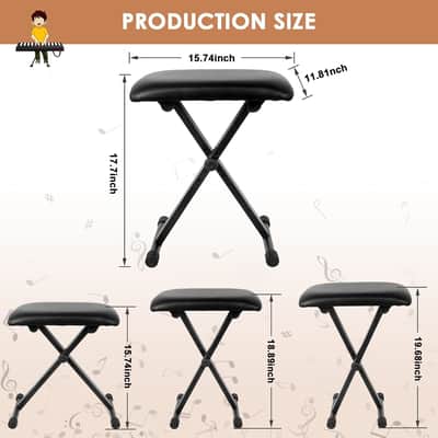Piano Bench, Adjustable Keyboard Bench, X-Shaped Portable Piano Bench, Padded Music Bench Foldable Keyboard Stool, Non-Slip and Waterproof, Suitable for Children and Adults image 2