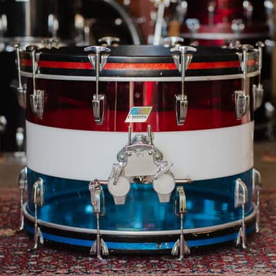 Ludwig 1970s Ludwig Vistalite Kit in Red, White, and Blue - 14x22, 16x16, 8x12 image 5