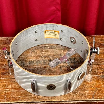 1960s Gretsch Name Band 5.5x14 Snare Silver (White) Satin Flame image 9