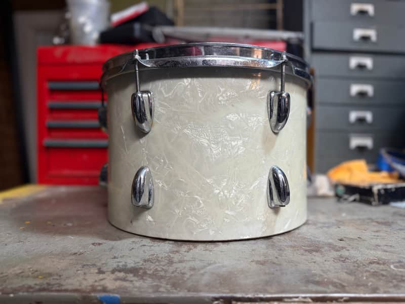 1950s Slingerland 8x12 Tom Tom Project in White Marine Pearl image 1