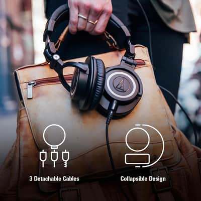 Audio-Technica ATH-M50x Professional Studio Monitor Headphones, Black image 5