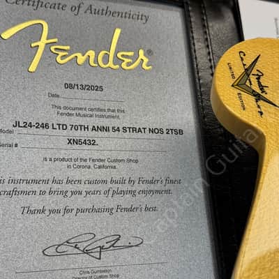 2025 Fender CS - JL24-246 LTD 70th Anni 54 Strat NOS 2TSB - ID 6021 image 23