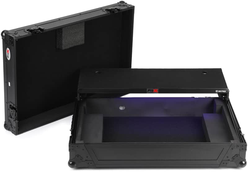ProX XS-DDJFLX10 WLTBL LED Flight Case for Pioneer DJ DDJ-FLX10 DJ Controller with Laptop Shelf and LED Lighting - Black image 1