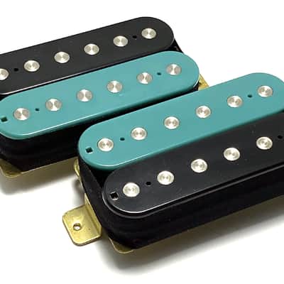 Dragonfire Zebra Screamers Humbucker Set ~ Teal Black Zebra Style #1 ~ Bridge + Neck HH Pickup Set image 2