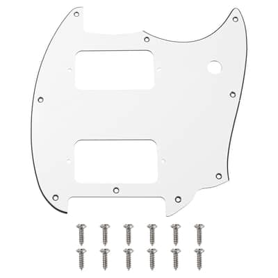 1Pcs Yootones HH 9 Holes Round Corner Guitar Pickguard 2 Humbuckers Compatible with Squier Bullet Series Mustang Electric Guitar (3Ply White) image 1