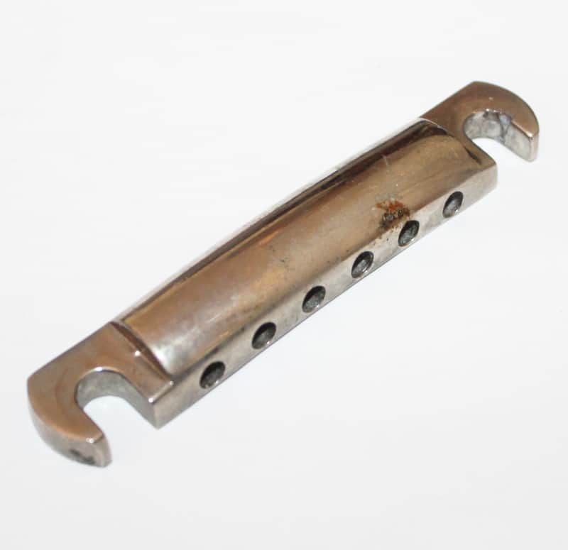 Vintage 1975 Gibson Tailpiece Nickel 1974 1976 Les Paul ES SG 1970's Stop Tail image 1