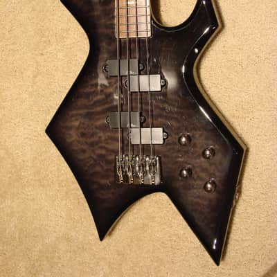 B.C. Rich Warlock Electric Bass Guitar NJ Neck-Thru Series Coffin Case Very Good Condition image 4