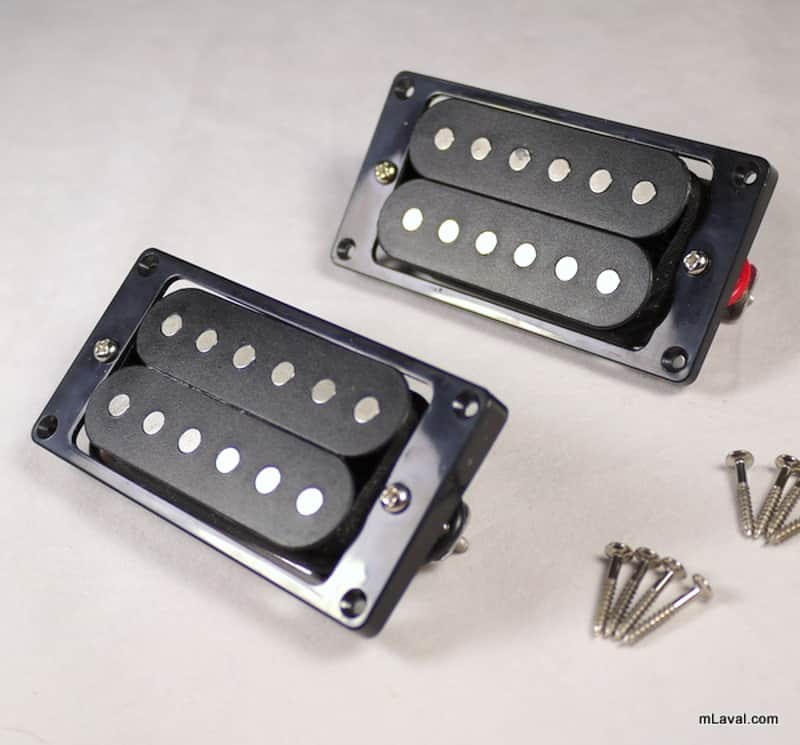 1 Pair of Humbucker Pickups Bridge & Neck With Mounting Rings ,Black Bild 1