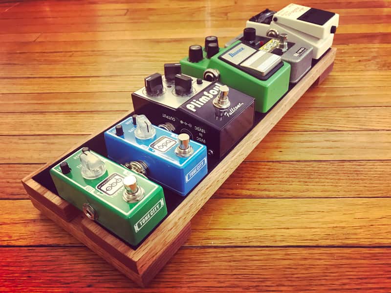 Wood Guitar Pedal Board. 18x6" Red Oak Mini Effects Pedalboard. image 1