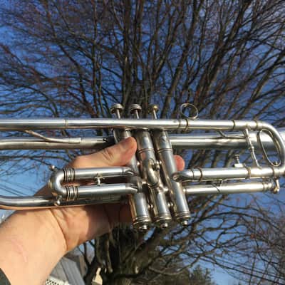 SUMMER DEAL MARTIN 1926 HANDCRAFT DANSANT NICE SILVER TRUMPET SERVICED COMP. NICE VALVES MARTIN CASE MPC & ADAPTOR image 9