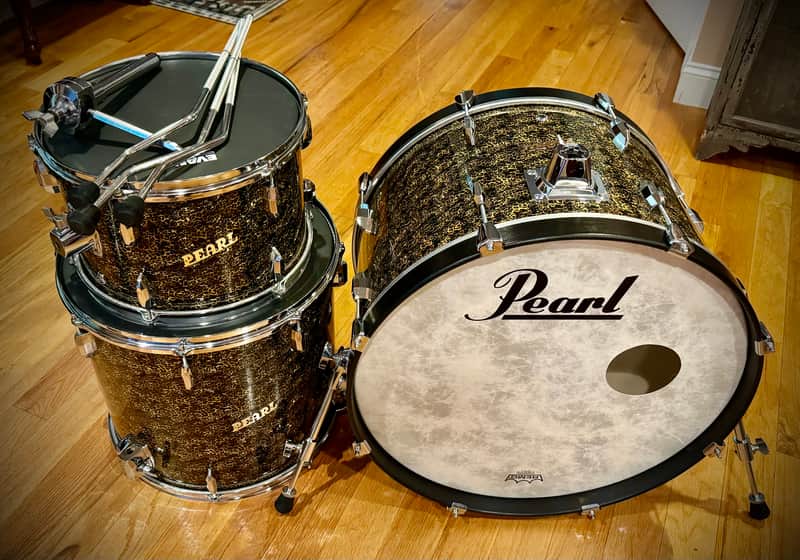 Pearl 60s Mahoghany drum set Leopard wrap 13,16,22 - Evans USA heads image 1