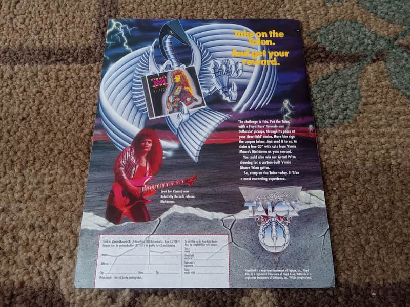 Vintage 1991 Heartfield Talon, Dealer List, Vinnie Moore Flyer! image 1