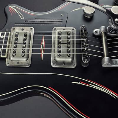 James Trussart Deville 2025 Satin Black Pinstripe Metal Bigsby B7 image 8
