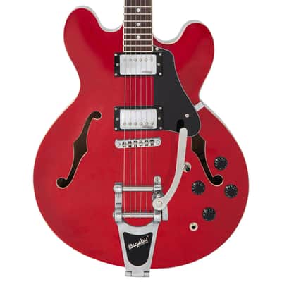 Vintage VSA500B ReIssued Semi Acoustic Guitar w/Bigsby - Cherry Red (VSA500BCR) image 3