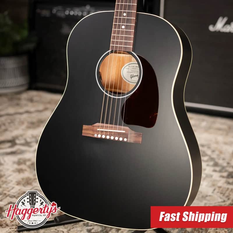 Gibson J-45 Special Dreadnought Acoustic Guitar - Ebony Satin with Gig Bag image 1